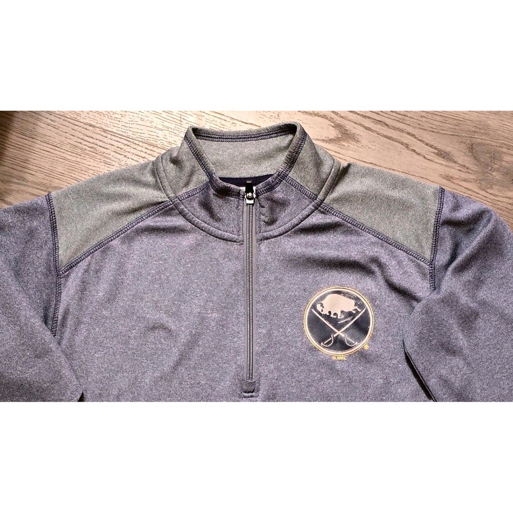 Buffalo Sabres NHL‎ Quarter Zip Pullover Navy Blue Grey Performance Unisex Small